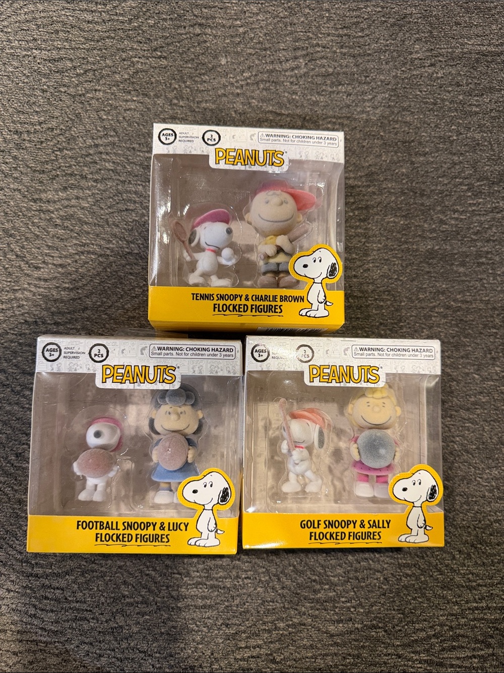 Peanuts Tennis, Football & Golf Snoopy and Friends Flocked Figures - Multi